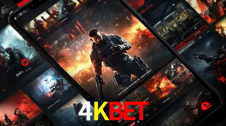 Tela de um celular exibindo uma galeria de jogos de tiro com temática militar, mostrando a variedade de e-sports disponíveis para apostas na plataforma de entretenimento 4KBET.